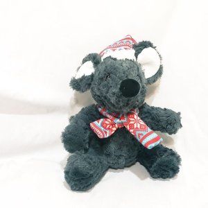 Christmas Mouse 8" Plush Stuffed Animal Dan Dee Winter Hat Scarf Gray Red Blue